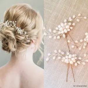 셀프웨딩 혼주 진주 큐빅 뒤꽂이 일자 U핀 한복 비녀 빗핀