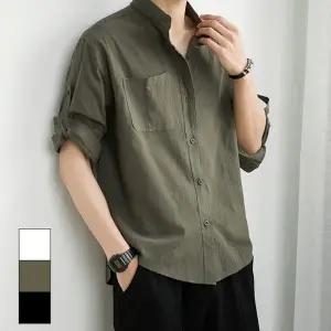 남성 차이나카라 베이직 7부린넨 데일리스타일링 셔츠_20484870_667501