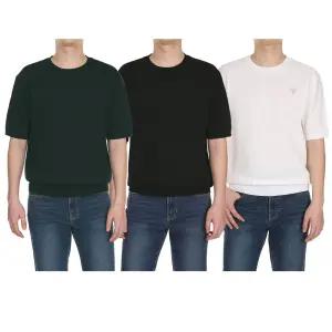 게스 남성 반소매 니트 크루넥 반팔 남자 스웨터 간절기 이너웨어 라운드넥 베이직 디자인