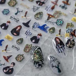 Miniso 새로운 5D 구호 해리 포터 네일 스티커 손톱 용 만화 포켓몬 스누피 애니메이션