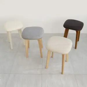 [CJ][덕하우스]사각 쿠션 화장대 거실 보조 의자 우드 원목 스툴 체어