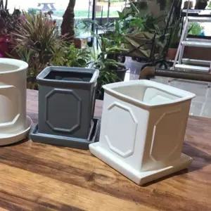 도기 몰딩 사각 20x20x22cm 화분 화이트선물용 원형 심플 예쁜 감성 모던