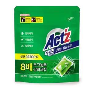 액츠 팁클린 초농축 세탁 빨래 세제 28개입이염방지 얼룩제거 컬러케어 살균 AI 캡슐 츠세제 피죤 고농 퍼