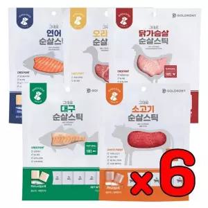 골드로니 그대로 순살스틱 240g(8gx30개) X 6개묶음 / 강아지 고양이 짜먹는 파우치형 간식