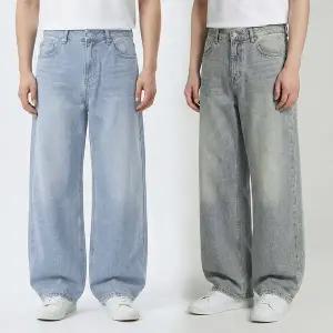 [디바옴므]스트릿 강력 워싱 와이드 청바지 데님 팬츠 빈티지 테이퍼드 세미 남성 남자