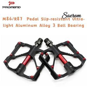 PROMEND 새로운 M86/R87 MTB 산악 도로 자전거 페달 미끄럼 방지 초경량 알루미늄 합금 3 볼 베어링 부품
