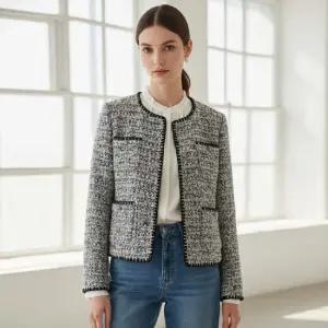 뮤모 노카라 배색 트위드_RF1JK022