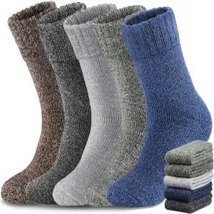 예블루스 5켤레 메리노 울 양말 남성용 두꺼운 따뜻한 겨울 하이킹 부드러운 캐주얼