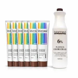 바이오메드 미용실염색약 플레티넘헤어칼라 150g 6개 바이오메드산화제 900ml