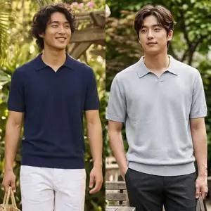 AM라세뇨 오픈카라 반팔 쿨니트 냉감 카라티셔츠