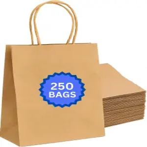 ASUREPAK 종이 가방 - 크래프트 색상 5.5 x3 x8 250개 60파운드 무게 기준(GSM 강함 90파운드). 트위스트