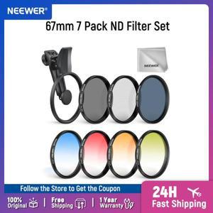 NEEWER 67mm 7팩 ND 필터 세트 안드로이드  구글 픽셀  샤오미 클립온 레드/오렌지/옐로우/블루 카메라 렌