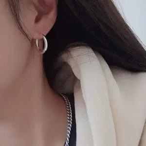 [골드스마일]SE116 여성 볼드 링 은 귀걸이 데일리 실버 이어링 (실버 925)