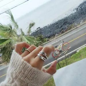 [골드스마일]S176 여성 4줄 꼬임 오픈링 반지 여성 링 유니크 은반지 (실버 925)