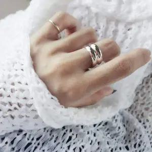 [골드스마일]S123 여성 3돈 쌍가락지 반지 여성 링 데일리 은 반지 (2개 한세트)