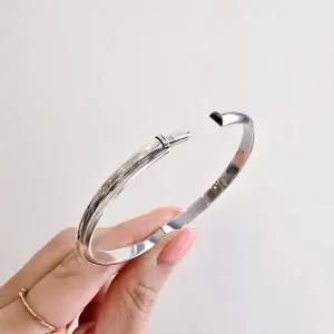 [골드스마일]S790 여성 심플 원형 뱅글 팔찌 원터치 잠금형 두꺼운 데일리 은팔찌