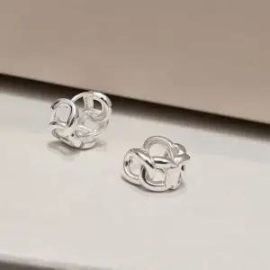 [골드스마일]S412 여성 체인 원터치 귀걸이 실버 이어링 유니크 데일리 은귀걸이