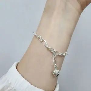 [골드스마일]SS3037 여성 하트 펜던트 체인팔찌 유니크 포인트 은팔찌 실버925