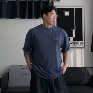 커밍 자수 피그먼트 반팔(3col) 남자 오버핏 반팔 남자오버핏반팔티 남자 흰색 반팔티 헬스오버핏반팔 가가