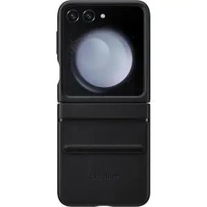 SAMSUNG 갤럭시 Z Flip5 플랩 에코 가죽 케이스 프리미엄 보호 커버 블랙