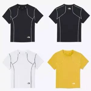 (국내매장판) 노스페이스 여성 아이스 기어 라인 반팔 라운드티 NT7UQ35 NT7UQ35-GDEL