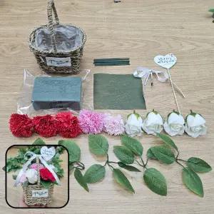 비누꽃바구니 만들기 미니사각 카네이션 DIY키트 반제품 세트 복지관 노인 단체 수업 공예 재료 어버이날