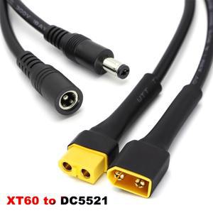 1Pcs 고품질 XT60 남성여성 커넥터 DC5521 18AWG 전원 케이블 어댑터 자동차 배터리 충전 30CM