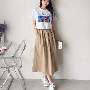 여자 버튼 핀턱 플레어 코튼 랩스커트 여름 롱스커트