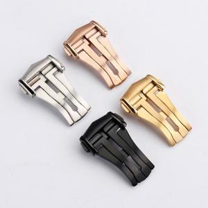 오메가 호환 가죽/고무 시계 밴드 용 16mm 20mm 접이식 버클 스테인레스 스틸 메탈 배포 걸쇠 액세서리