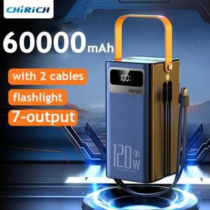 60000mAh 보조베터리 강력한 대용량 외부 예비 배터리 22.5W PD20W iPhone Xiaomi Samsung 용 고속 충전