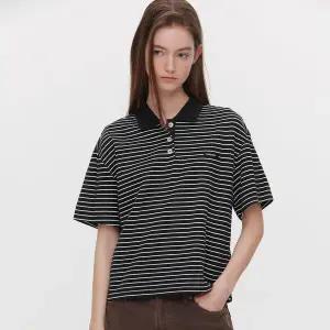 [마리끌레르](의정부점)스트라이프 폴로 반팔 티셔츠(MAGBTS24MBK)