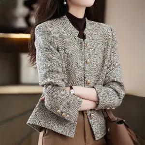 니모퀄트 트위드 자켓 하객룩 재킷 중년 가을 슬림 여성 겨울 엄마 아우터 긴팔 봄 숏 K2310스웨이드 코디