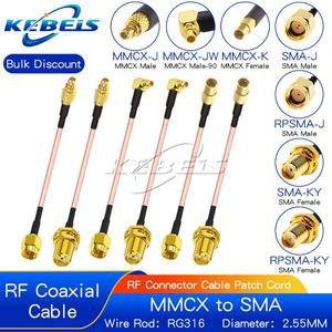 RG316 SMA-MMCX 케이블 RP-SMA 암 너트 잭-MMCX 수 플러그 직선 및 직각 WiFI 안테나 RF 동축 확장 점퍼