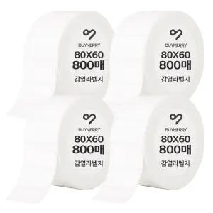 감열 롤 라벨용지 80mm X 60mm 800매 4롤 바코드라벨지 감열지 스티커 바코드프린터용