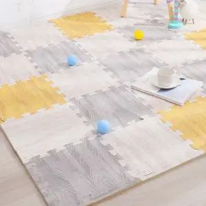 eva 조립 매트 퍼즐형 놀이방 거실 층간소음 매트 셀프 우드패턴 인테리어 아이놀이 유아용 쿠션형 미끄럼