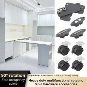 호환  다기능 중형 회전 테이블 사무실 바 책상 및 90도용  회전식 식탁 상판 연결부