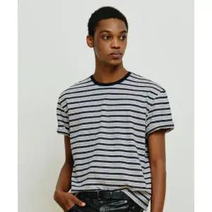 4월 28일 배송 미나브 MINAV 스트라이프 크롭 반팔 티셔츠 아이보리 MMISMRT141 443250