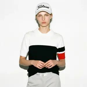 여성 골프 반팔 니트 폴로 반소매 여성 골프웨어 라운딩룩 COLORBLOCK