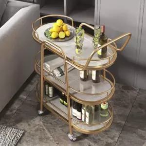 골드 카트 레스토랑 카페 수납 서빙 이동식 고급 원목 웨건 트롤리 호텔 바퀴