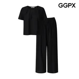 [GGPX] 라운드 다트넥 블라우스 앤 팬츠 셋업 (GQ4ST002F)