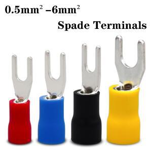 50PCS 순수 구리 스페이드 터미널 절연 포크 압착 단자 와이어 엔드 커넥터 SV1.2523.55.5-34568 케이블