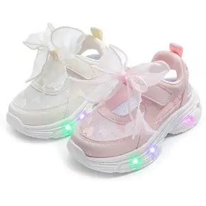 [보리보리/풋풋아동화]풋풋 로맨틱 쉬폰리본 LED 하트메쉬 메리제인 통풍 여름 여아 운동화