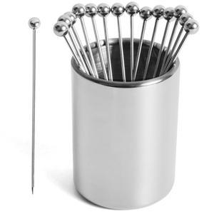 [미국배송] 메탈 칵테일 15팩+홀더 키트 304스테인레스 이쑤시개 재사용 가능한 꼬치 가니쉬 피 묻은 메리 마티니 올리브 애피타이저 과일 선택