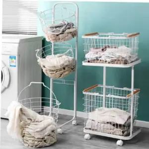 2단빨래바구니 철제 스틸빨래바구니 빨래통 빨래수거함 2단 3단트롤리