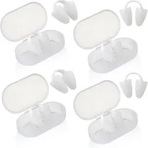 수영용 실리콘 방수 코 플러그 4개 보관 가방이 있는 클립 수영장에서 편안함과 안전을