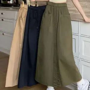 여자 캐주얼 슬림 포켓 롱스커트 신상 트림 롱치마 고무줄스커트 긴치마
