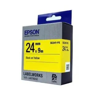 라벨테이프 엡손 용지 (5개입) 노랑 검정글씨 24mmx9M SC24Y-PX