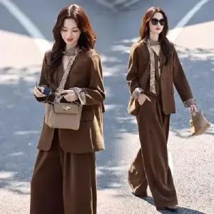 와칸다 여성 여성용 팬츠 민소매 정장풍 와이드 정장세트 춘추복 조끼 세트 3종 KKE3