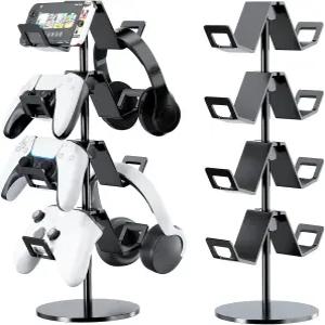 카라나바 컨트롤러 홀더 4 티어 헤드폰 스탠드 - Xbox PS5 스위치 프로용 조절식 헤드셋 게이머용 게임