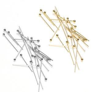 50개 0.6mm 스테인리스 스틸 금도금 헤드 핀 DIY 귀걸이 부자재 수제 공예 비즈 쥬얼리 제작 액세서리